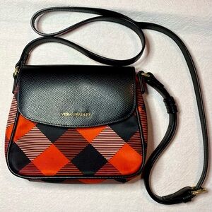 Vera Bradley Red Buffalo Check Plaid With Leather Details Small Crossbody Bag